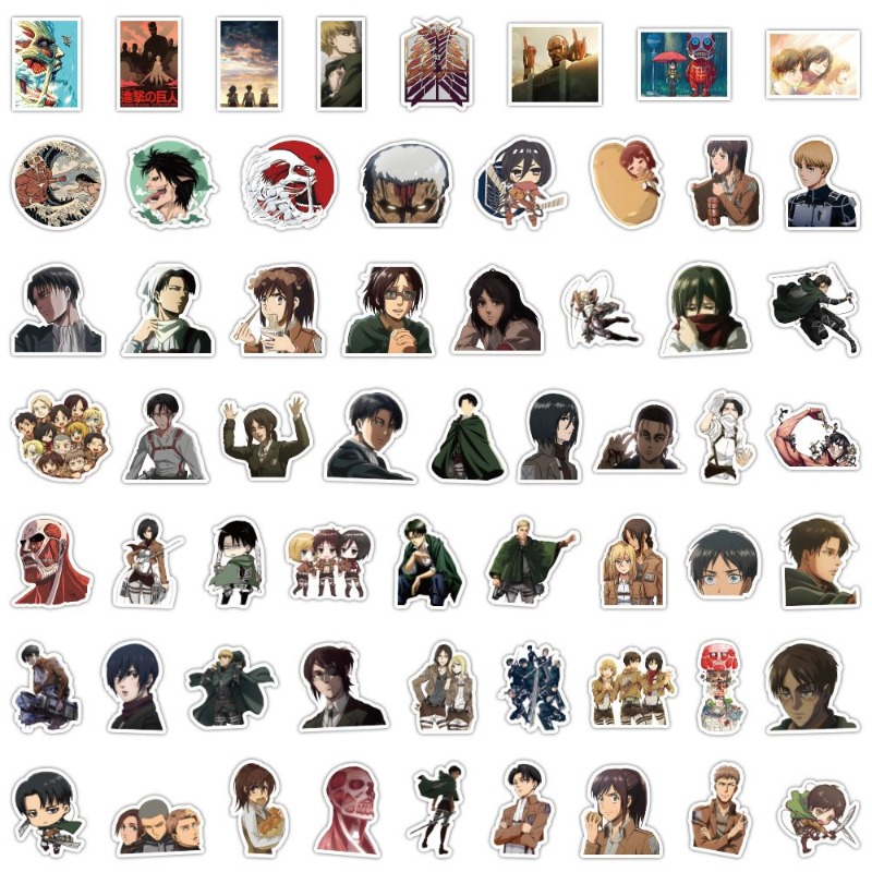 Laptop Accessories Decoration - 60 szt. Naklejek Anime Atak Tytanów,